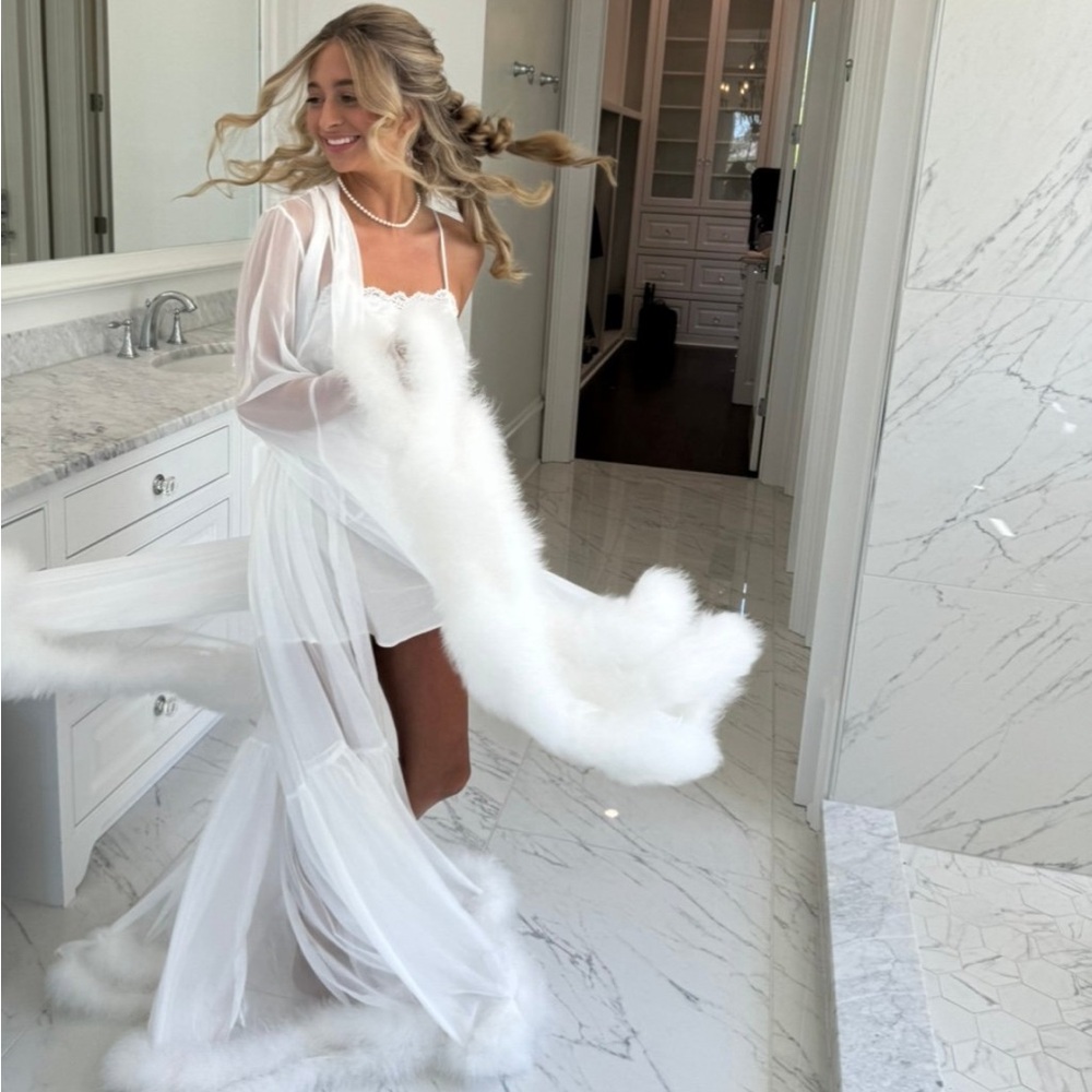 Marabou feather bridal robe